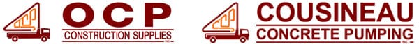 OCP Construction Supplies and Cousineau Concrete Pumping Logos
